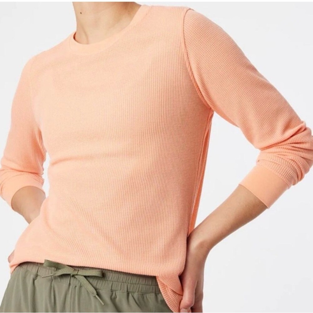 NEW NWT Outdoor Voices Waffles knit Melon long sleeve top size XS